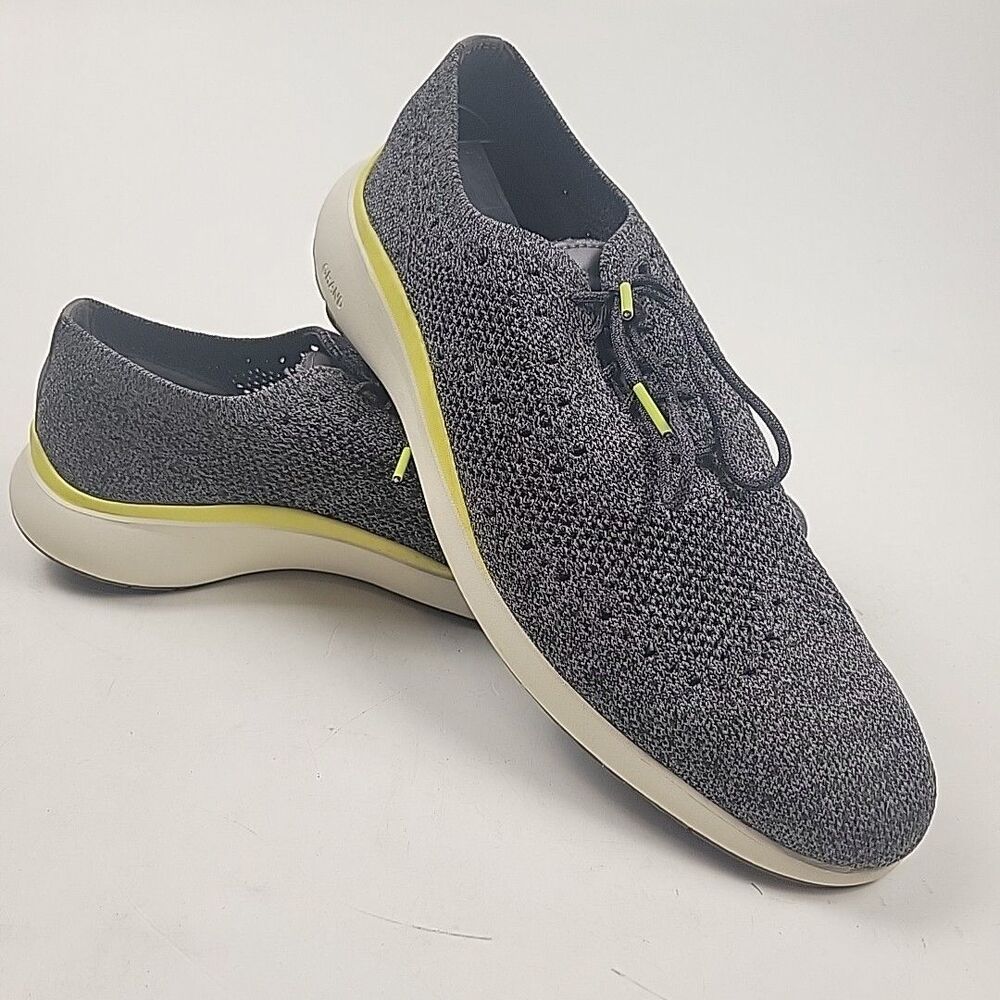 Cole Haan Grand Troy Knit Oxford Wingtip Sneaker Grey Yellow C33767 Men's 11.5